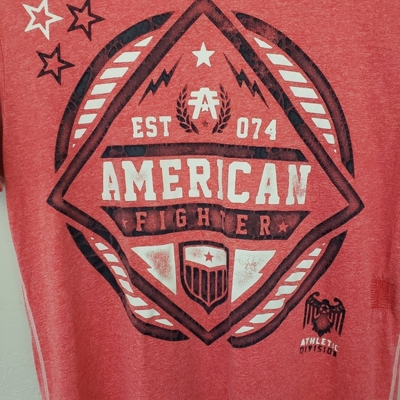 American Fighter Men's Medium Red Short Sleeve Graphic Tee Shirt Navy White - Picture 2 of 7